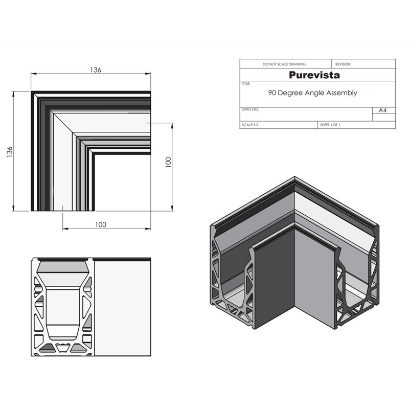 Purevista 90deg Top Mounted Corner Profile - Image 2